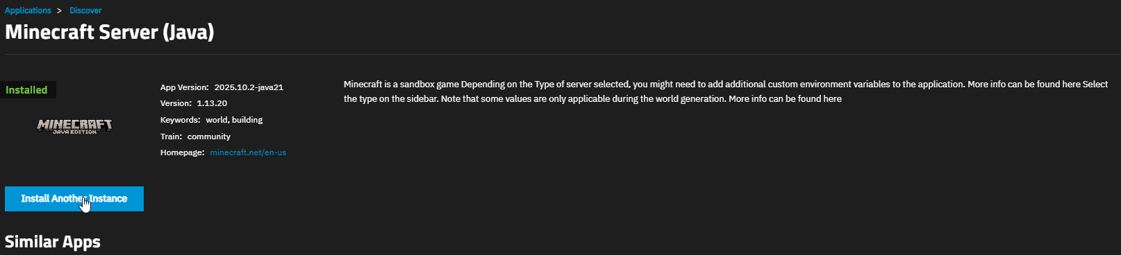 Minecraft server install